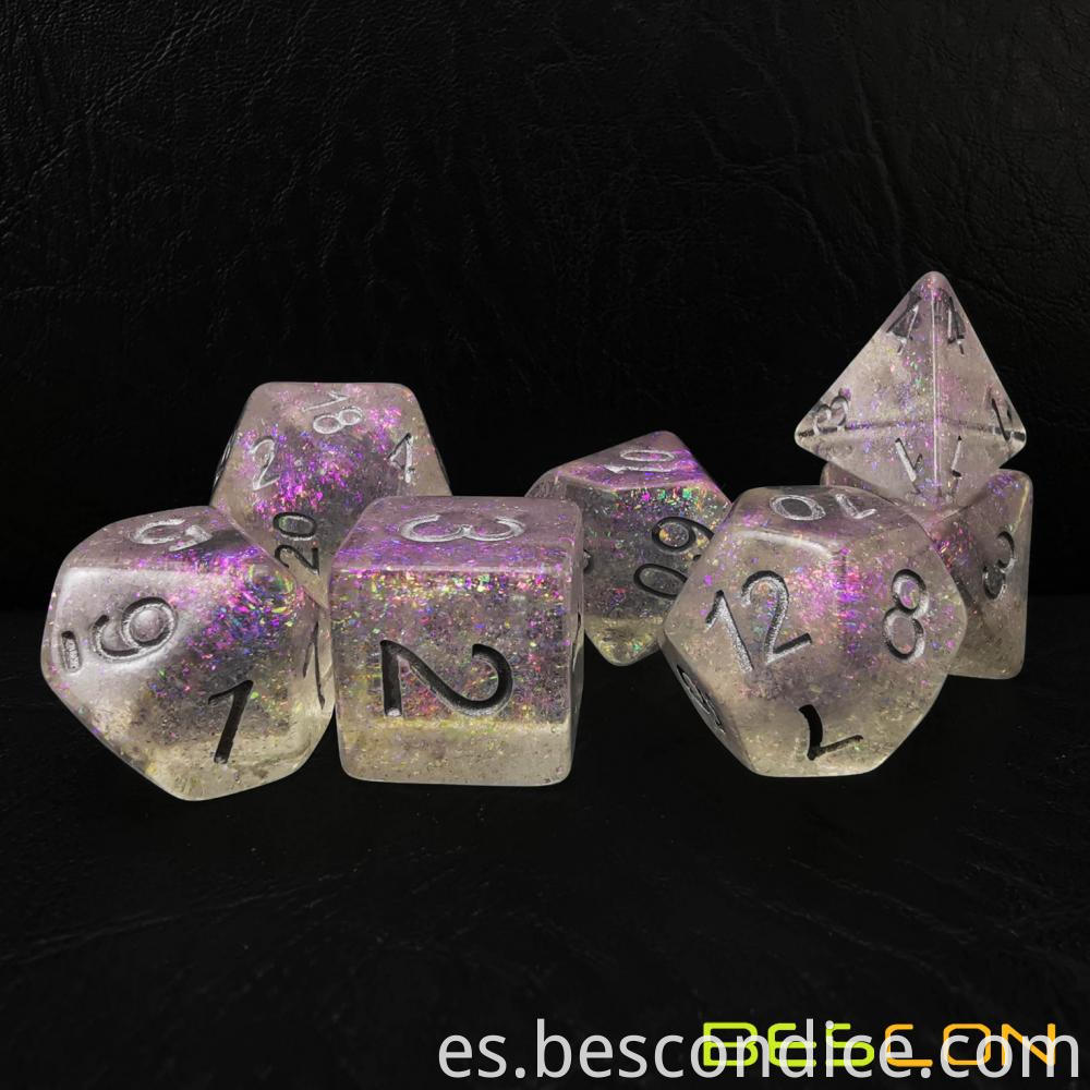 Shimmery Polyhedral Dice Set Silver Purple 1